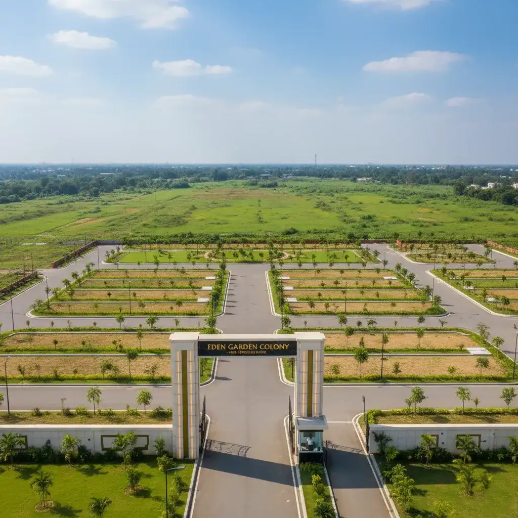 Aerial drone view of Eden Garden colony